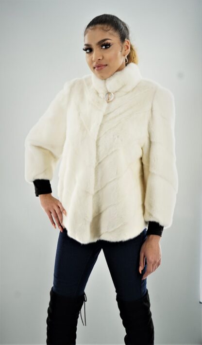 White Mink Jacket Diagonal Body Size 4-6 3928 - Image 3