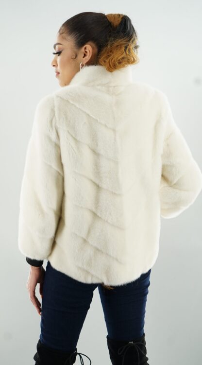 White Mink Jacket Diagonal Body Size 4-6 3928 - Image 4