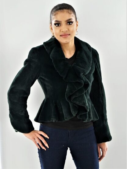 Green Rabbit Ruffled Jacket Size 4-6 1263