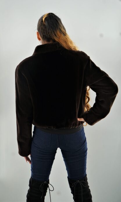 Brown Sheared Beaver Bomber Jacket 4334 - Image 4