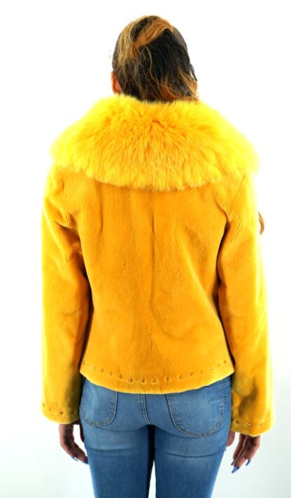 Zuki Yellow Sheared Beaver Jacket Fox Collar 47774 - Image 3