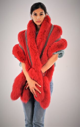 Dyed Red Fox Boa Rhinestones 8743