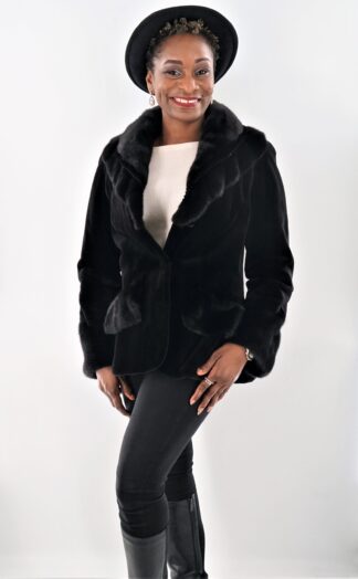 Black Sheared Mink Jacket worn by Janelle Jackman