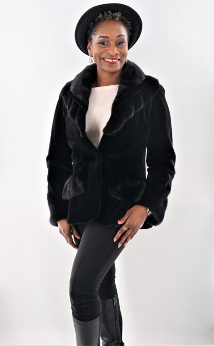Black Sheared Mink Jacket worn by Janelle Jackman