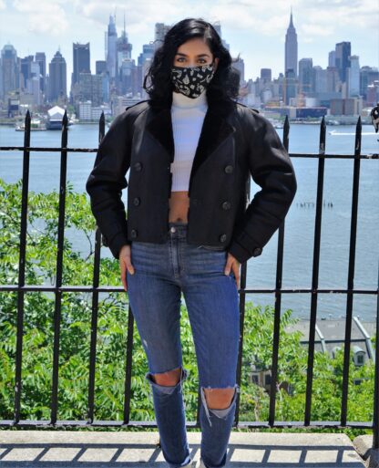 Women's Black Shearling Motorcycle Jacket 3873 - Image 7