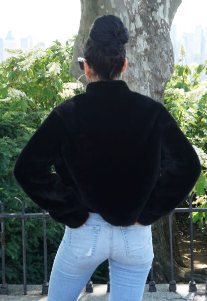 Women's Black Shearling Pullover Jacket w/ Zipper 5447 - Image 6