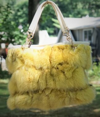 Yellow Fox Fur Bag 44837