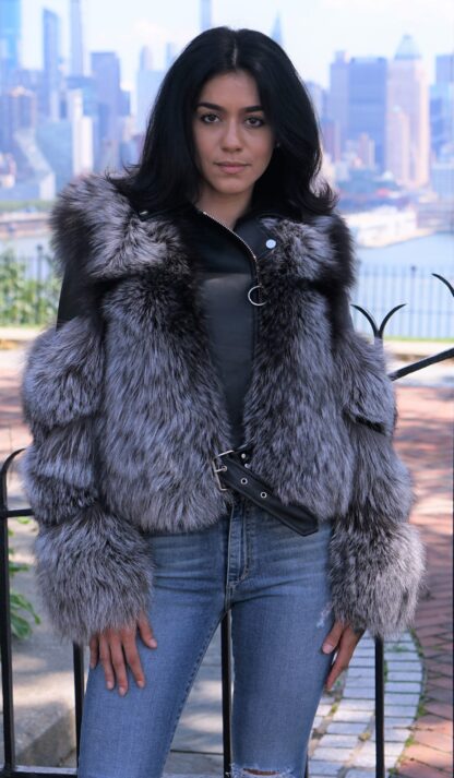 Silver Fox Jacket Black Leather Inserts 84744 - Image 2