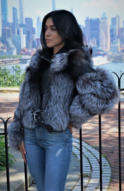 Silver Fox Jacket Black Leather Inserts 84744 - Image 3