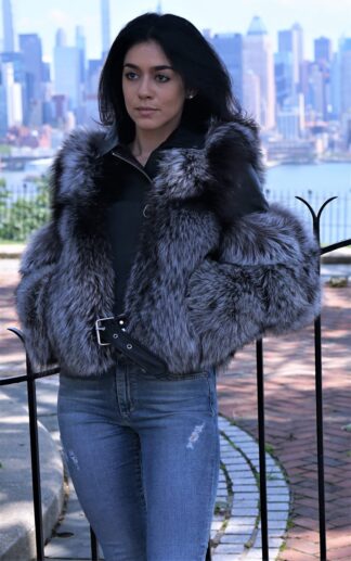 Silver Fox Jacket Black Leather Inserts 84744