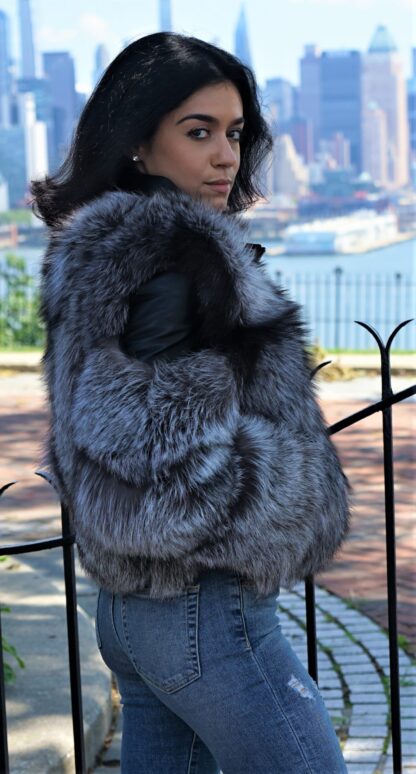 Silver Fox Jacket Black Leather Inserts 84744 - Image 6