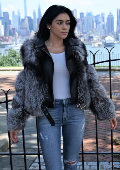 Silver Fox Jacket Black Leather Inserts 84744 - Image 7