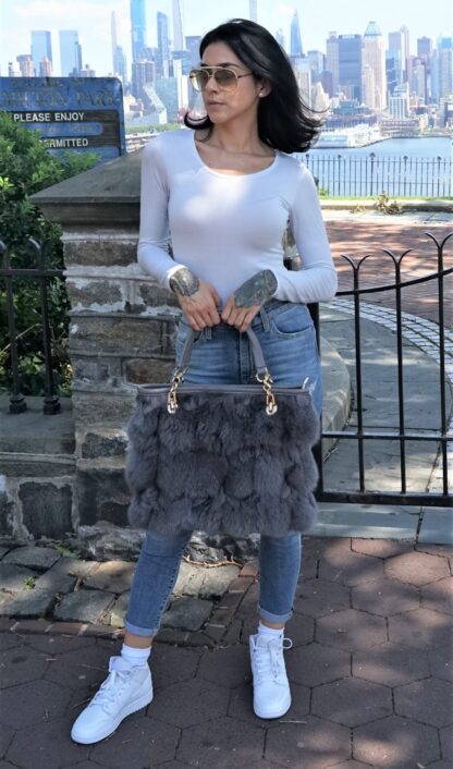 Grey Fox Fur Bag 6744 - Image 2