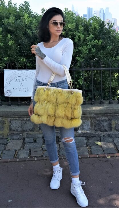 Yellow Fox Fur Bag 44837 - Image 2