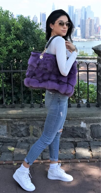 Purple Fox Fur Bag 6344 - Image 3