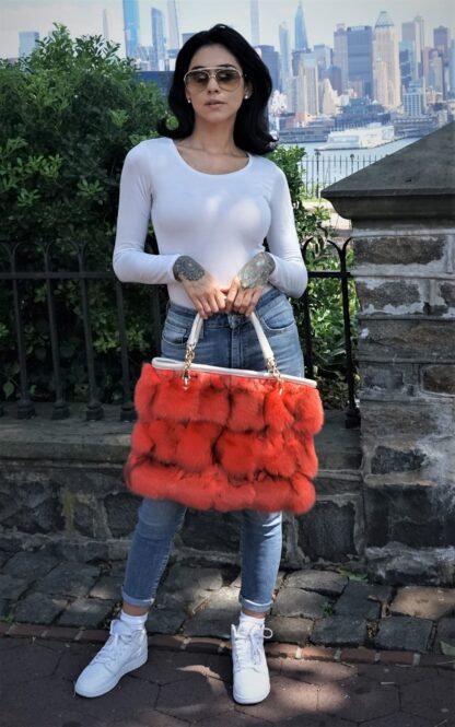 Orange Fox Fur Bag 8474 - Image 2