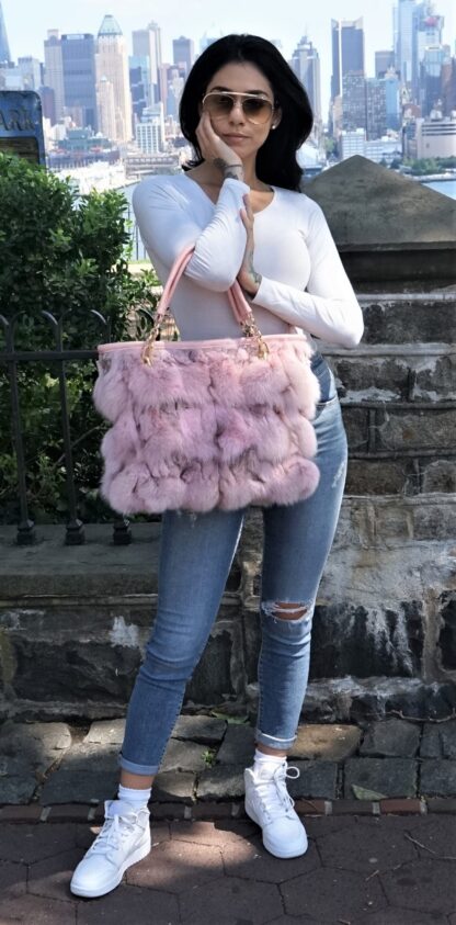 Baby Pink Fox Fur Bag 7665 - Image 2