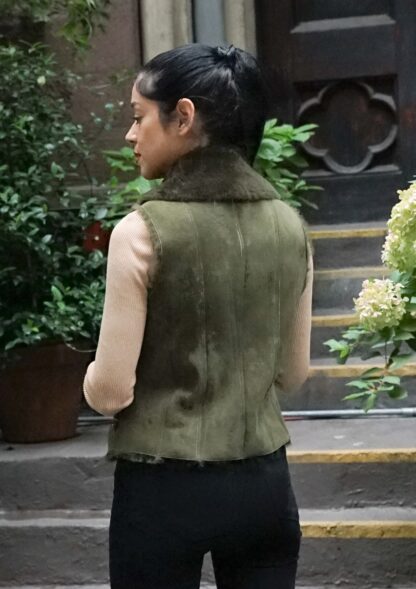 Olive Green Shearling Vest 393837 - Image 6