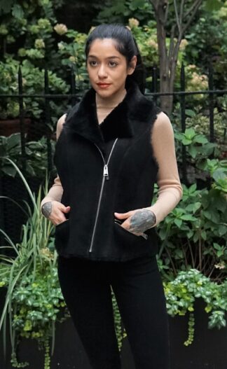 Black Shearling Vest 9383