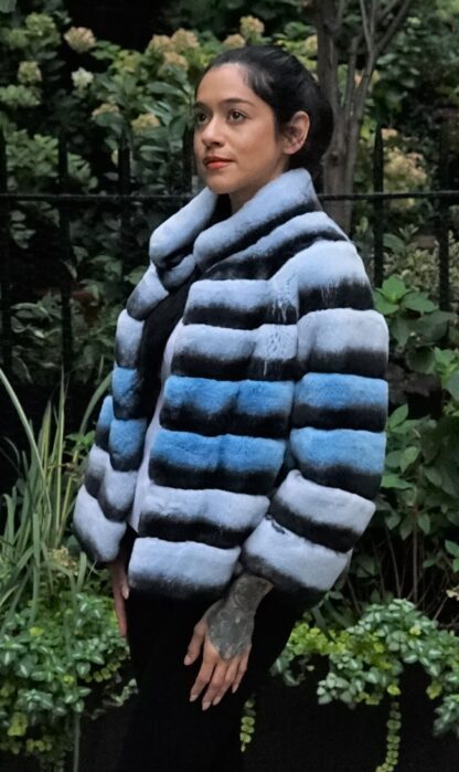 Shaded Blue Rex Rabbit Poncho 8473 - Image 3