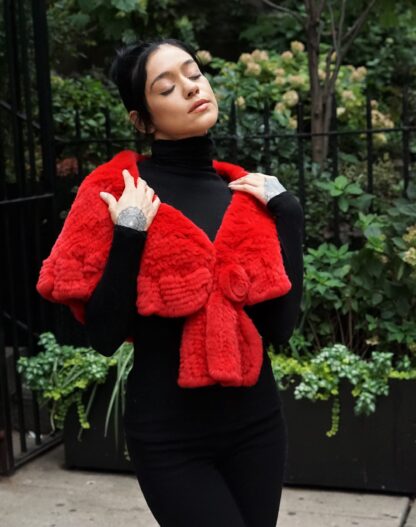 Red Rex Rabbit Capelet Floral 1264 - Image 2