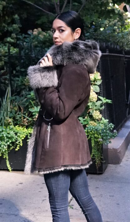 Italian Brown Shearling Stroller 59585 - Image 4