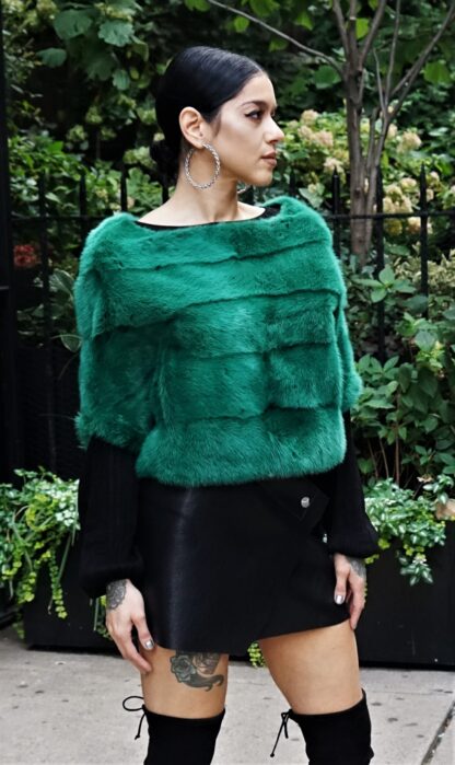 Emerald Green Mink Jacket 23494 - Image 2