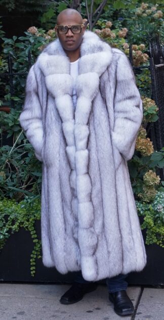 Men's Blue Fox Coat Full Length 88554