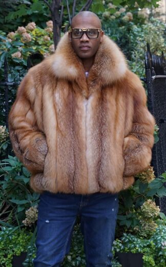 Men's Cherry Red Fox Bomber Jacket 3252