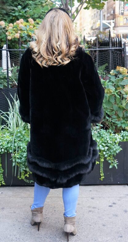 Black Sheared Rex Rabbit Black Fox Trim 3827 - Image 4