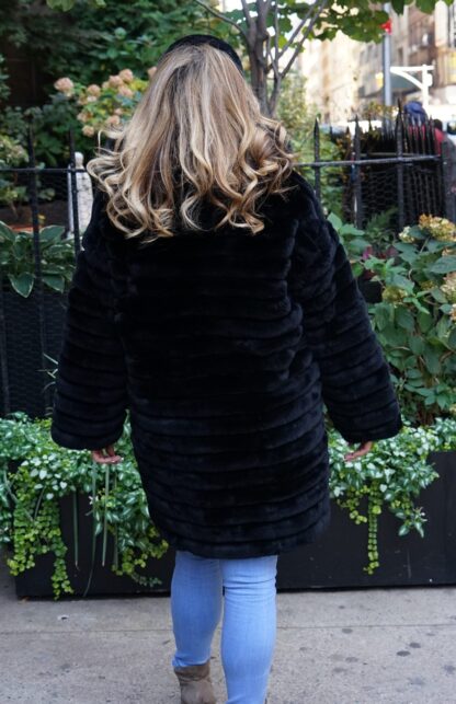 Plus Size Black Rex Hooded Jacket 7636 - Image 5