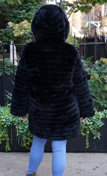 Plus Size Black Rex Hooded Jacket 7636 - Image 6
