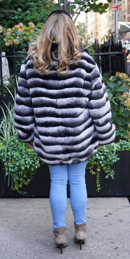 Plus Size Rex Rabbit Jacket Dyed Chinchilla Fox Collar 38272 - Image 5