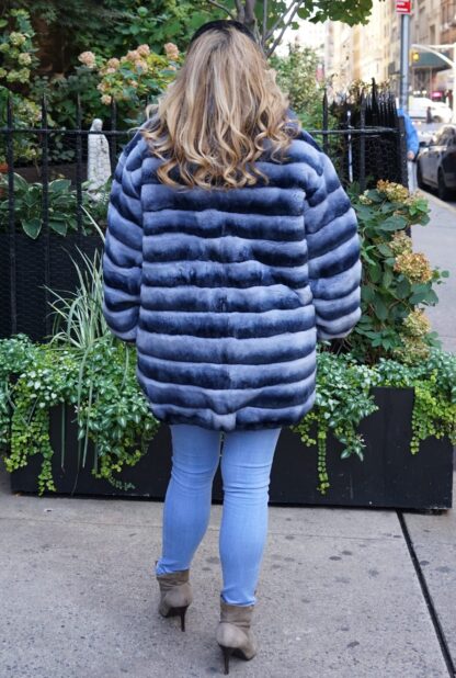 Plus Size Denim Blue Rex Chinchilla Dyed Jacket - Image 5