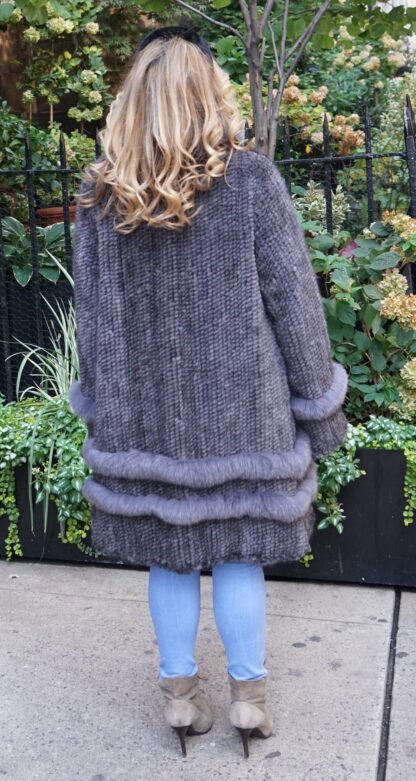 Plus Size Gray Knit Mink Stroller Fox Trim 9383 - Image 4