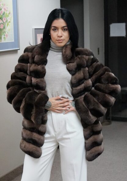 Cocoa Dyed Chinchilla Jacket 23838 - Image 2