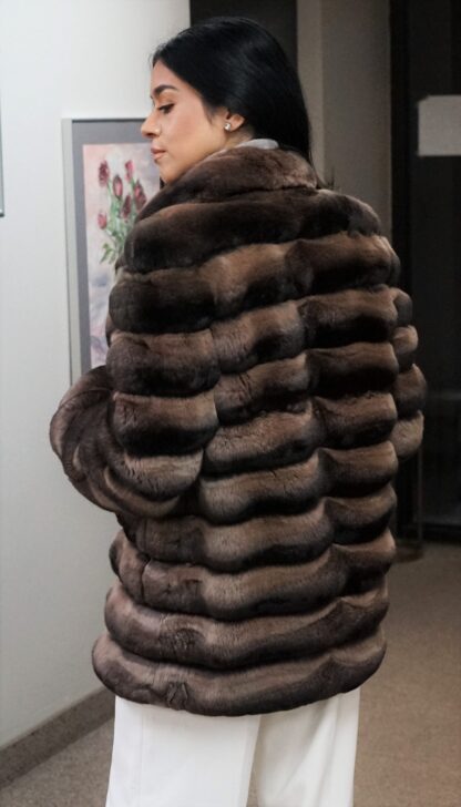 Cocoa Dyed Chinchilla Jacket 23838 - Image 6