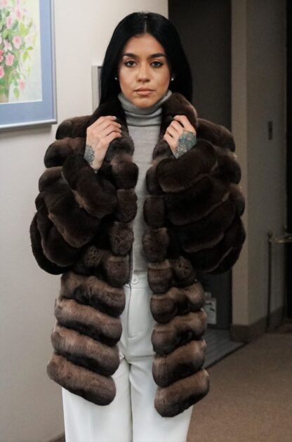 Cocoa Dyed Chinchilla Jacket 23838 - Image 7