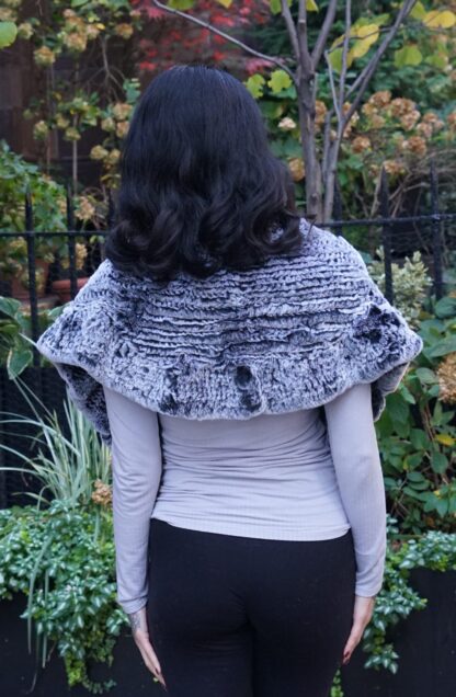 Gray Knit Rex Rabbit Fur Capelet 47574 - Image 4