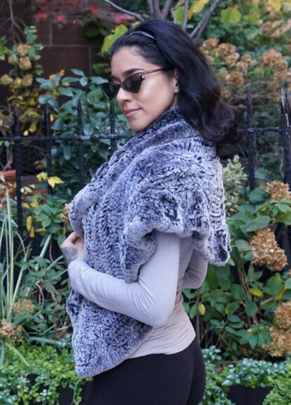 Gray Knit Rex Rabbit Fur Capelet 47574 - Image 5