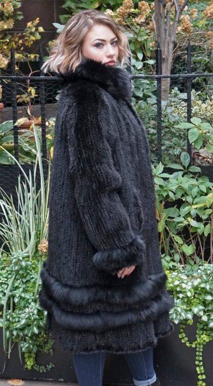 Plus Size Black Knit Mink Stroller Matching Fox 30980 - Image 2