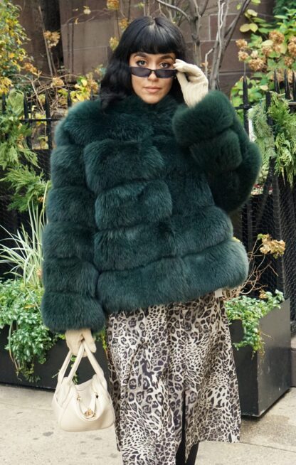 Classic Emerald Green Fox Jacket 7574 - Image 3