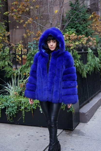 Royal Blue Fox Jacket Hood 3475 - Image 6