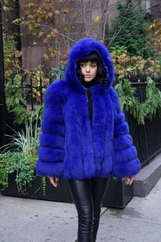 Royal Blue Fox Jacket Hood 3475