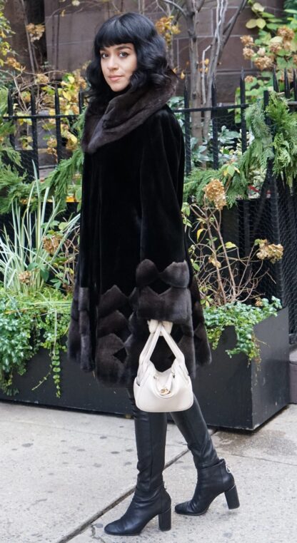 Black Sheared Mink Stroller Brown Mink Inserts 8282 - Image 3