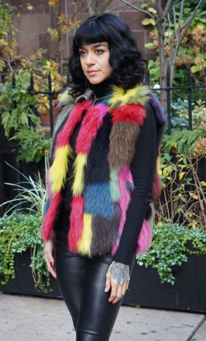 Multi Colored Fox Vest Size Small 3443 - Image 3
