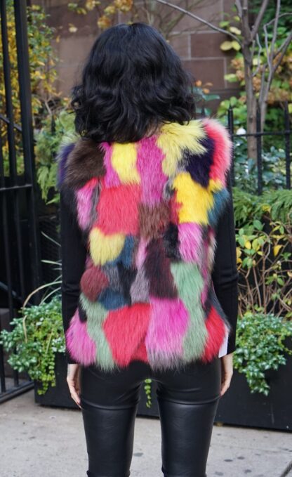 Multi Colored Fox Vest Size Small 3443 - Image 4