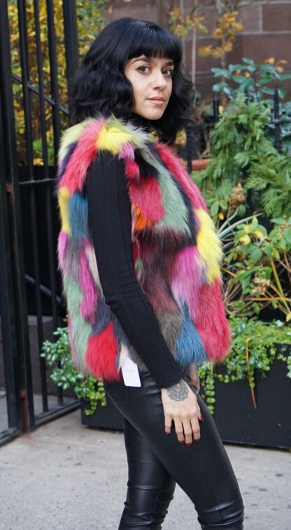 Multi Colored Fox Vest Size Small 3443 - Image 5