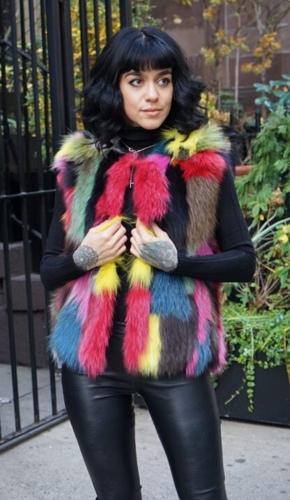 Multi Colored Fox Vest Size Small 3443 - Image 6
