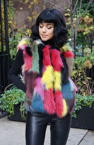 Multi Colored Fox Vest Size Small 3443
